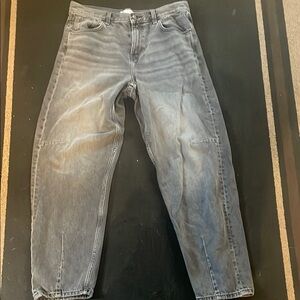 Pull&Bear Men's Washed Gray Relaxed Jeans